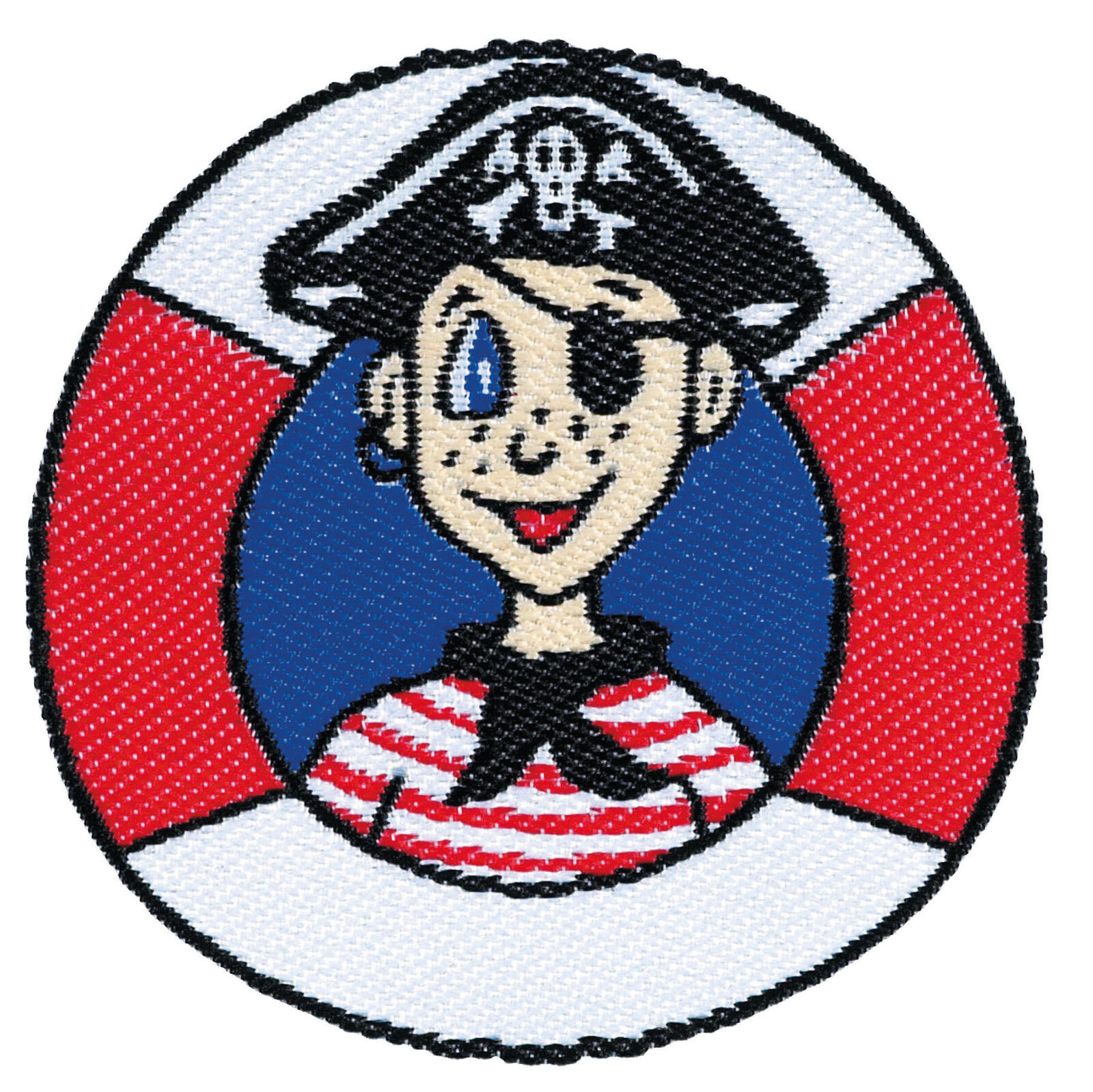 Stickerei eines Piratenjungen in Rettungsring.